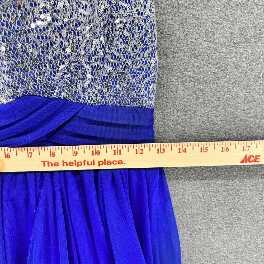 MyMichelle Womens Dress size 5 Strapless silver Sequin Flared High‎ & Low Blue